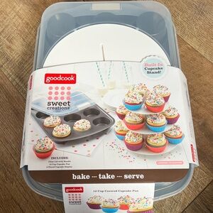 GoodCook Sweet Creations 12-Cup Covered Cupcake Pan - Gray